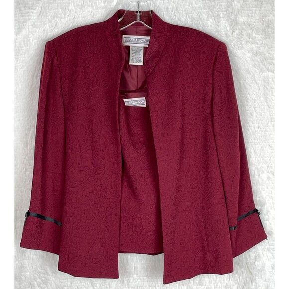 Jessica Howard 12 2 Piece Jacket & Top Maroon Paisley Textured Mother of Bride - Picture 1 of 11